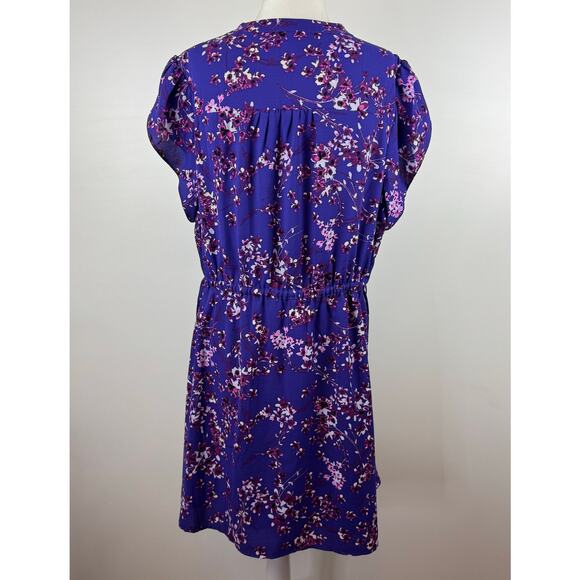 41 Hawthorn Womens Floral Cinched Waist Mini Dress in Purple Sz 1X | Feminine - Picture 2 of 15